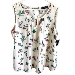 Ryan Wylde RW plus Size 2X ivory floral blouse top sleeveless New w/tags